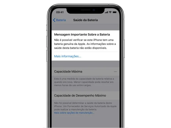 Bateria do iphone x pedindo manutençao